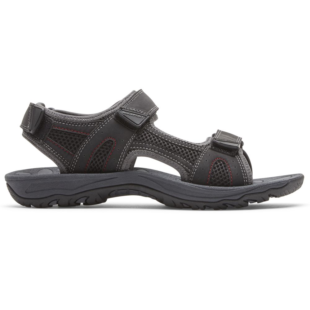 Rockport Men's Hayes Quarter-Strap Sandals - Black - USA (5273SCPNX)